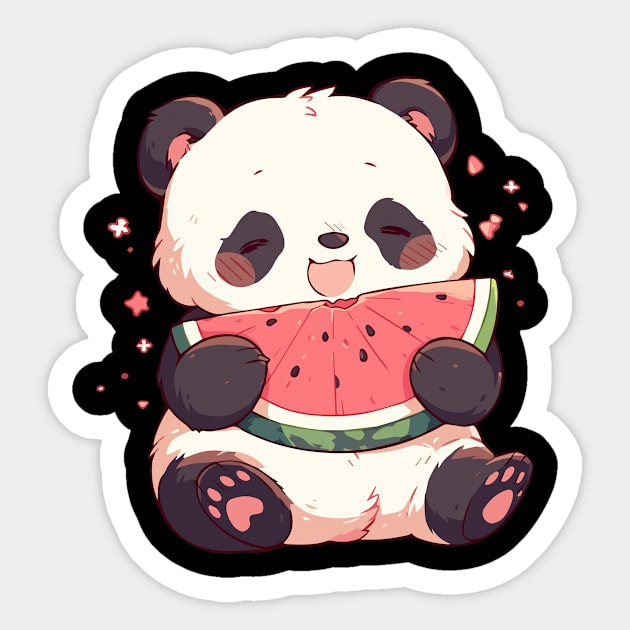 Panda Eating Watermelon - Panda Bear Japanese Sticker by Anassein.os
